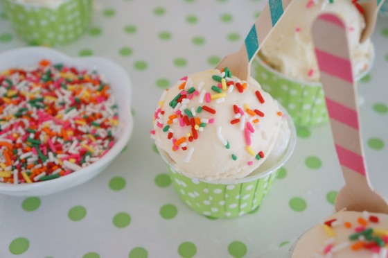 cute paper ice -cream cups and spoons