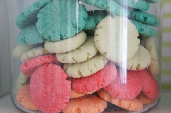 colorful cookies in a cookie jar